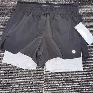 Balance Collection 2-in-1 Athletic Shorts Kids S 7/8 NWT Black Grey Activewear